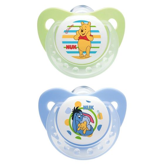 Nuk Schnuller 2er Pack Trendline - Silikon 6-18 M - Winnie Pooh - Grün Blau