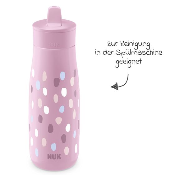 Nuk Mini-Me Flip Cup drinking bottle - with bite-proof drinking top 450 ml - dots - purple