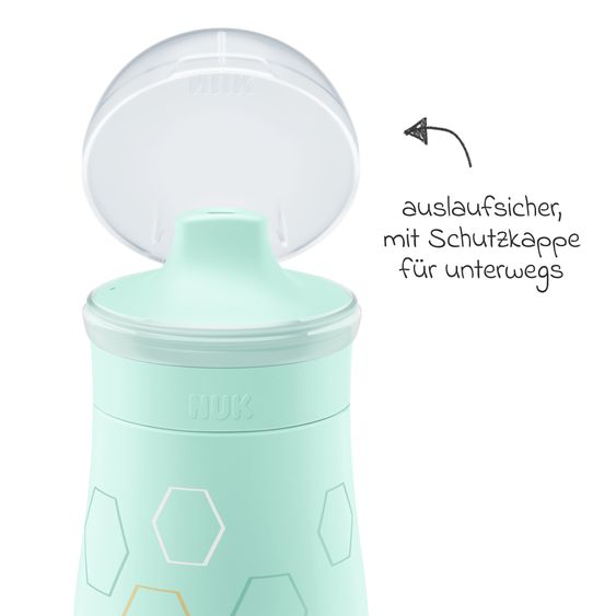 Nuk Mini-Me Sip Cup drinking bottle - with bite-proof drinking lid 300 ml - Bee - Mint