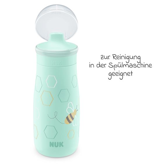 Nuk Mini-Me Sip Cup drinking bottle - with bite-proof drinking lid 300 ml - Bee - Mint