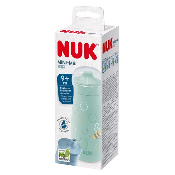 Nuk Mini-Me Sip Cup drinking bottle - with bite-proof drinking lid 300 ml - Bee - Mint