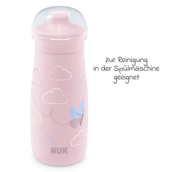 Nuk Biberon Mini-Me Sip Cup - con coperchio a prova di morso 300 ml - Farfalla - Rosa