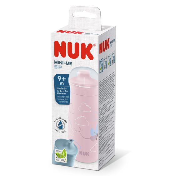 Nuk Mini-Me Sip Cup drinking bottle - with bite-proof drinking lid 300 ml - Butterfly - Pink