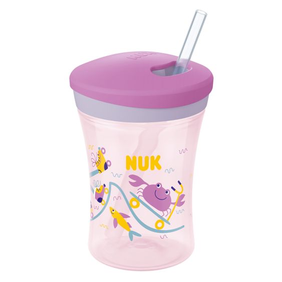 Nuk Drinking cup Evolution Action Cup 230 ml - with soft straw - Purple