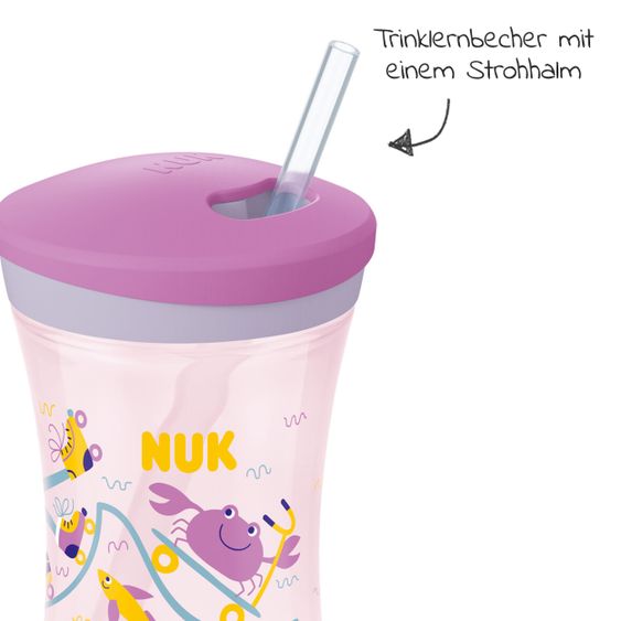 Nuk Drinking cup Evolution Action Cup 230 ml - with soft straw - Purple