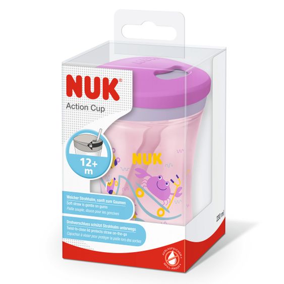 Nuk Drinking cup Evolution Action Cup 230 ml - with soft straw - Purple