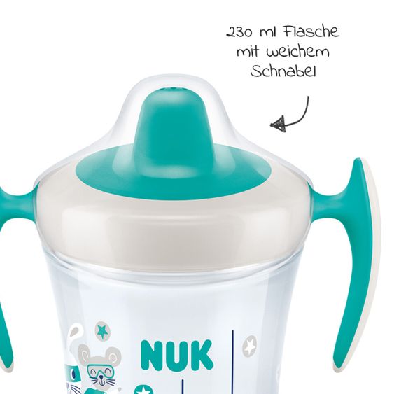 Nuk Trinklern-Becher Evolution Trainer Cup 230 ml - mit weichem Schnabel - Petrol