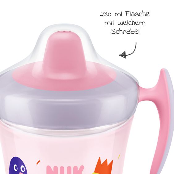 Nuk Tazza Evolution Trainer 230 ml - con beccuccio morbido - Rosa