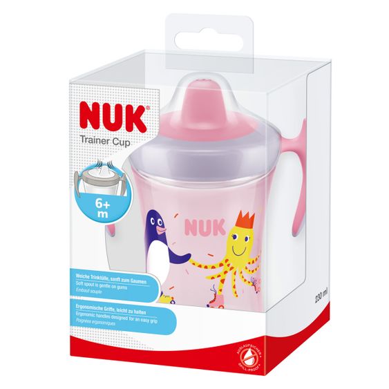 Nuk Tazza Evolution Trainer 230 ml - con beccuccio morbido - Rosa