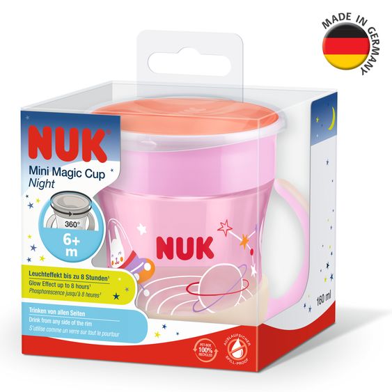 Nuk Trinklern-Becher Mini Magic Cup 160 ml - Glow in the Dark - Rosa