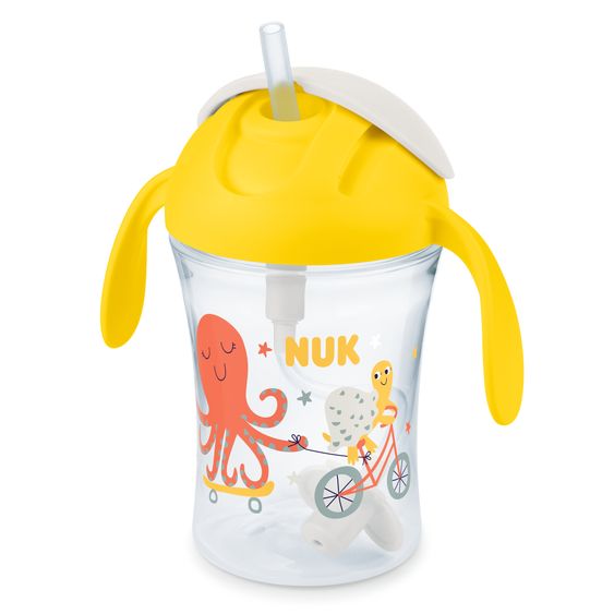 Nuk Trinklern-Becher Motion Cup 230 ml - mit weichem Strohhalm - Gelb