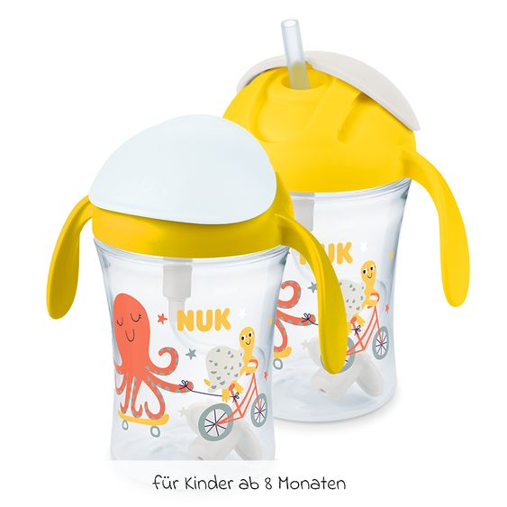 Nuk Trinklern-Becher Motion Cup 230 ml - mit weichem Strohhalm - Gelb