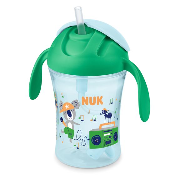 Nuk Trinklern-Becher Motion Cup 230 ml - mit weichem Strohhalm - Grün