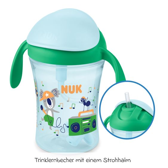 Nuk Trinklern-Becher Motion Cup 230 ml - mit weichem Strohhalm - Grün