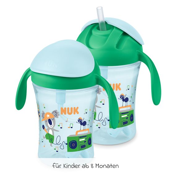 Nuk Trinklern-Becher Motion Cup 230 ml - mit weichem Strohhalm - Grün