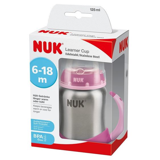 Nuk Trinklern-Flasche Learner Cup Edelstahl 125 ml - Rosa