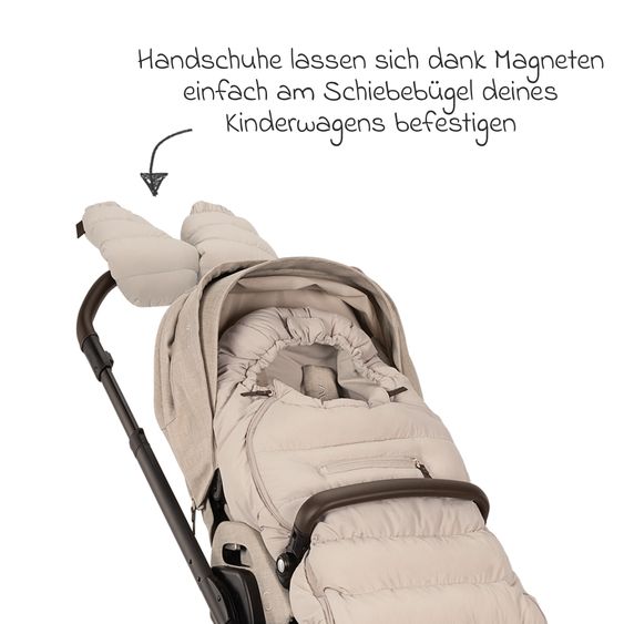 Nuna 2-tlg. Winter-Kinderwagen-Set mit Fußsack und Handschuhe - Biscotti