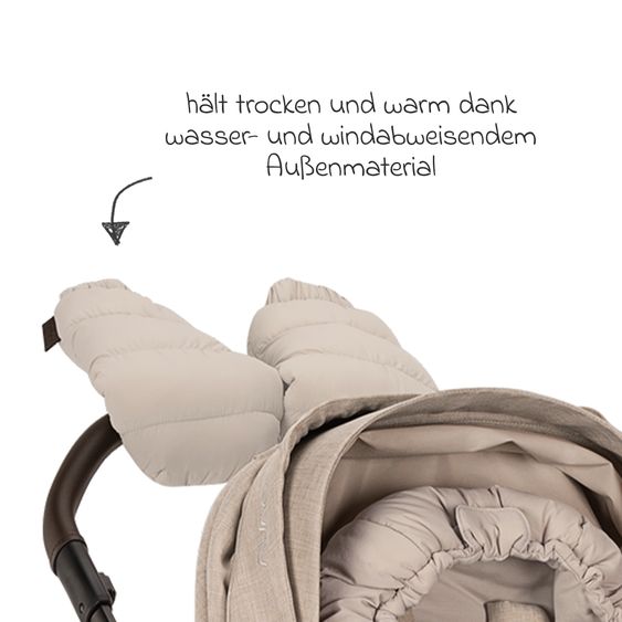 Nuna 2-tlg. Winter-Kinderwagen-Set mit Fußsack und Handschuhe - Biscotti