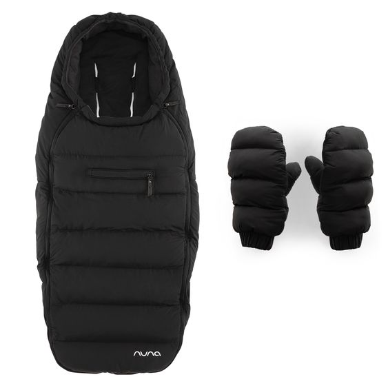 Nuna 2-tlg. Winter-Kinderwagen-Set mit Fußsack und Handschuhe - Caviar