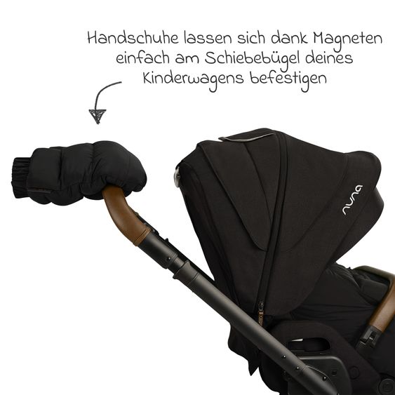 Nuna 2-tlg. Winter-Kinderwagen-Set mit Fußsack und Handschuhe - Caviar