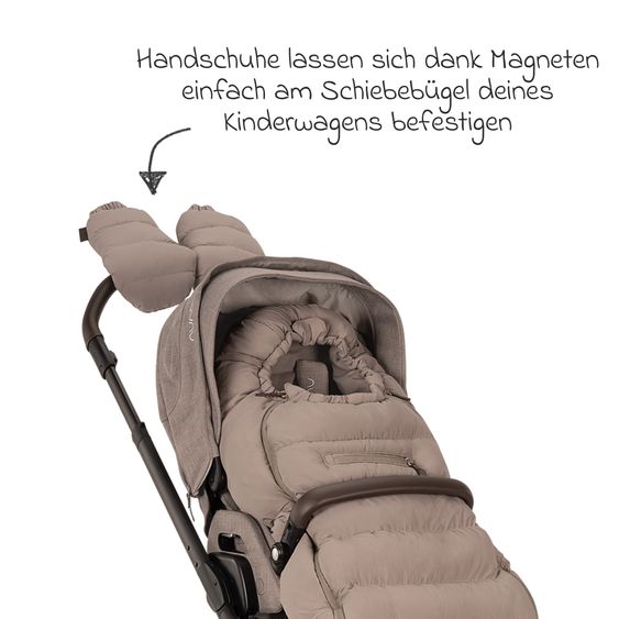 Nuna 2-piece winter baby carriage set with footmuff and gloves - Cedar