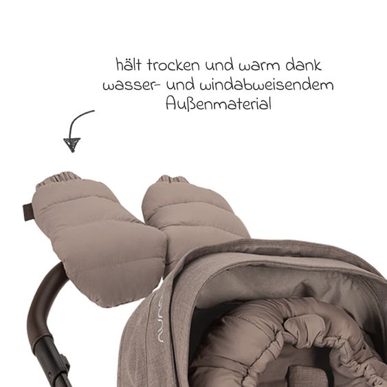 Nuna 2-piece winter baby carriage set with footmuff and gloves - Cedar