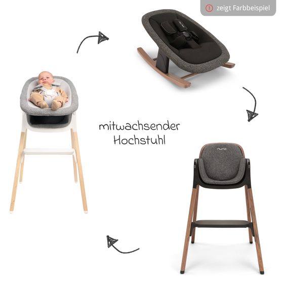 Nuna 2in1 Hochstuhlaufsatz & Wippe für BRYN von Geburt - 6 Monate (bis 9 kg) - Sanderson