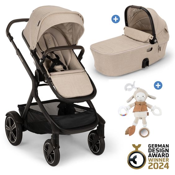 Nuna 2in1 baby carriage set DEMI next up to 22 kg with carrycot, adapter, raincover & play animal - Biscotti