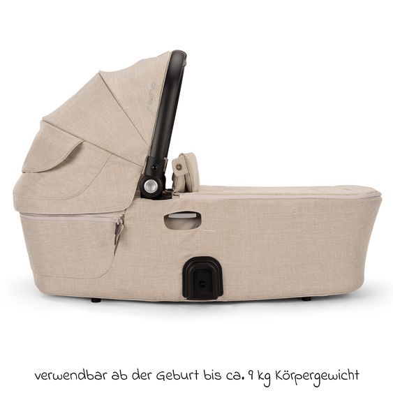 Nuna 2in1 baby carriage set DEMI next up to 22 kg with carrycot, adapter, raincover & play animal - Biscotti
