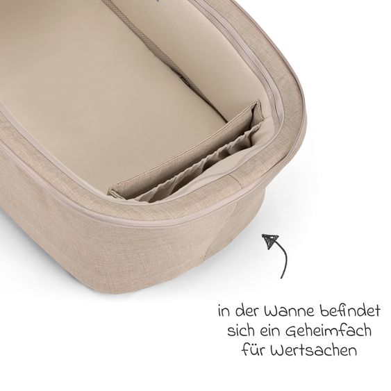 Nuna 2in1 baby carriage set DEMI next up to 22 kg with carrycot, adapter, raincover & play animal - Biscotti