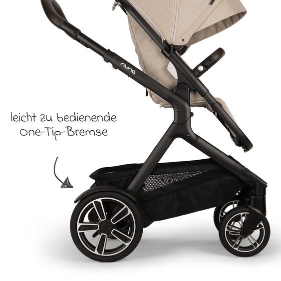 Nuna 2in1 baby carriage set DEMI next up to 22 kg with carrycot, adapter, raincover & play animal - Biscotti