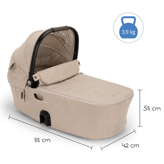Nuna 2in1 baby carriage set DEMI next up to 22 kg with carrycot, adapter, raincover & play animal - Biscotti