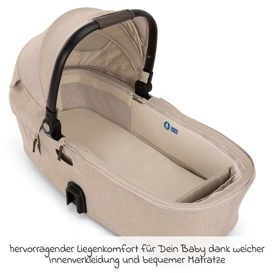 Nuna 2in1 baby carriage set DEMI next up to 22 kg with carrycot, adapter, raincover & play animal - Biscotti