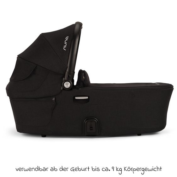 Nuna 2in1 Kombi-Kinderwagen-Set DEMI next bis 22 kg mit Babywanne, Adapter, Regenschutz & Spieltier - Caviar
