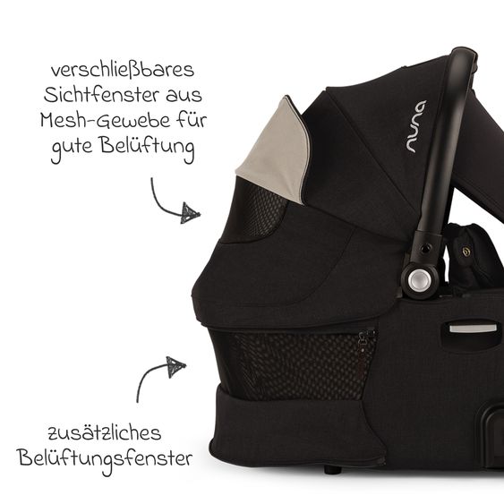 Nuna 2in1 Kombi-Kinderwagen-Set DEMI next bis 22 kg mit Babywanne, Adapter, Regenschutz & Spieltier - Caviar