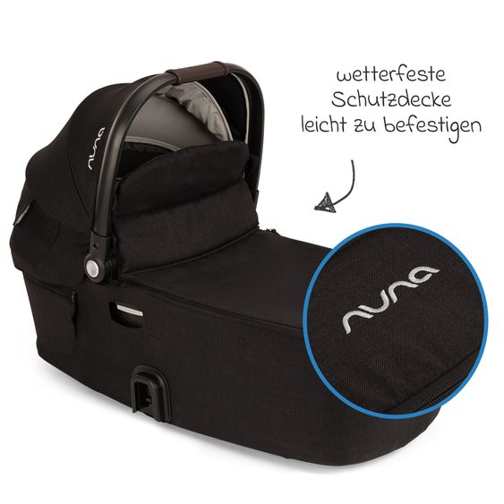 Nuna 2in1 Kombi-Kinderwagen-Set DEMI next bis 22 kg mit Babywanne, Adapter, Regenschutz & Spieltier - Caviar