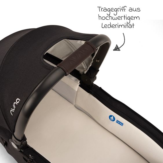 Nuna 2in1 Kombi-Kinderwagen-Set DEMI next bis 22 kg mit Babywanne, Adapter, Regenschutz & Spieltier - Caviar