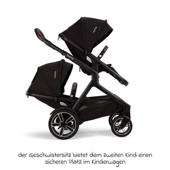 Nuna 2in1 Kombi-Kinderwagen-Set DEMI next bis 22 kg mit Babywanne, Adapter, Regenschutz & Spieltier - Caviar