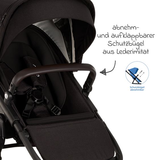 Nuna 2in1 Kombi-Kinderwagen-Set DEMI next bis 22 kg mit Babywanne, Adapter, Regenschutz & Spieltier - Caviar