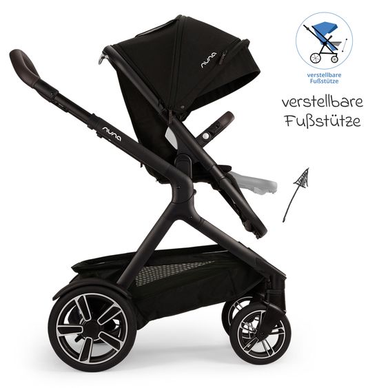 Nuna 2in1 Kombi-Kinderwagen-Set DEMI next bis 22 kg mit Babywanne, Adapter, Regenschutz & Spieltier - Caviar