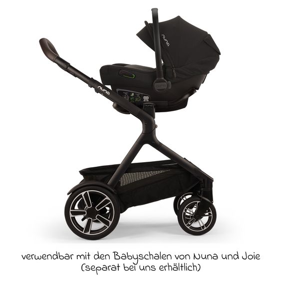 Nuna 2in1 Kombi-Kinderwagen-Set DEMI next bis 22 kg mit Babywanne, Adapter, Regenschutz & Spieltier - Caviar