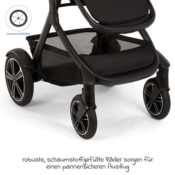 Nuna 2in1 Kombi-Kinderwagen-Set DEMI next bis 22 kg mit Babywanne, Adapter, Regenschutz & Spieltier - Caviar