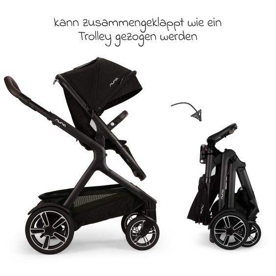 Nuna 2in1 Kombi-Kinderwagen-Set DEMI next bis 22 kg mit Babywanne, Adapter, Regenschutz & Spieltier - Caviar