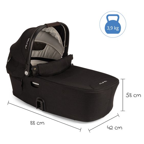 Nuna 2in1 Kombi-Kinderwagen-Set DEMI next bis 22 kg mit Babywanne, Adapter, Regenschutz & Spieltier - Caviar