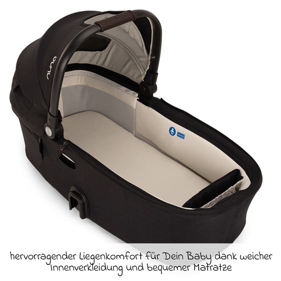 Nuna 2in1 Kombi-Kinderwagen-Set DEMI next bis 22 kg mit Babywanne, Adapter, Regenschutz & Spieltier - Caviar