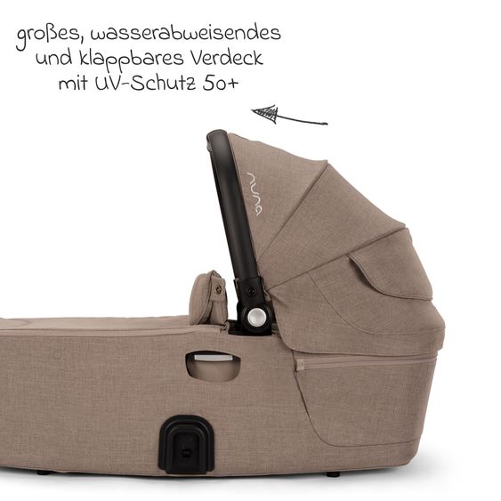 Nuna 2in1 Kombi-Kinderwagen-Set DEMI next bis 22 kg mit Babywanne, Adapter, Regenschutz & Spieltier - Cedar