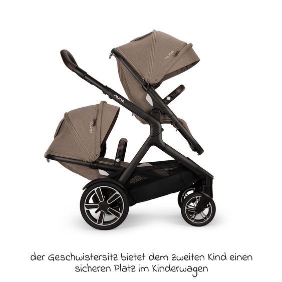 Nuna 2in1 Kombi-Kinderwagen-Set DEMI next bis 22 kg mit Babywanne, Adapter, Regenschutz & Spieltier - Cedar