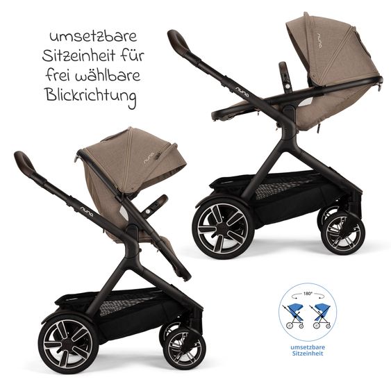 Nuna 2in1 Kombi-Kinderwagen-Set DEMI next bis 22 kg mit Babywanne, Adapter, Regenschutz & Spieltier - Cedar