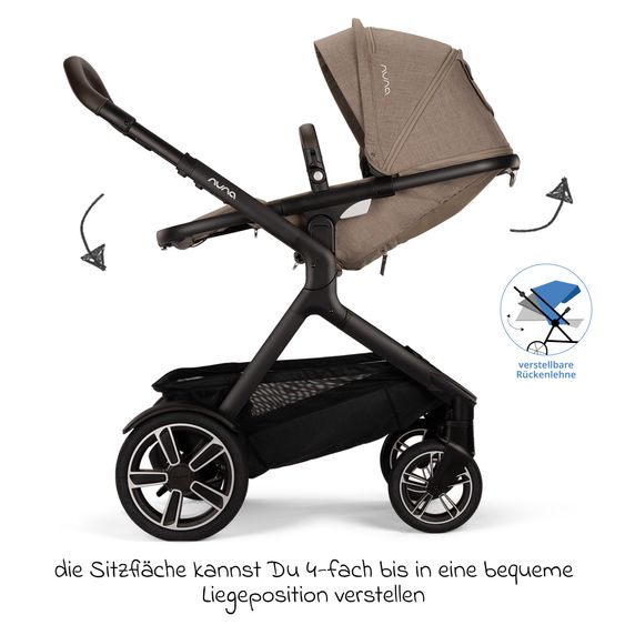 Nuna 2in1 Kombi-Kinderwagen-Set DEMI next bis 22 kg mit Babywanne, Adapter, Regenschutz & Spieltier - Cedar