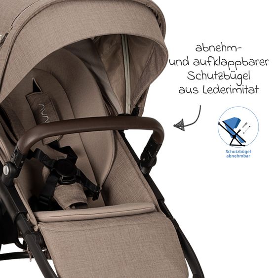 Nuna 2in1 Kombi-Kinderwagen-Set DEMI next bis 22 kg mit Babywanne, Adapter, Regenschutz & Spieltier - Cedar